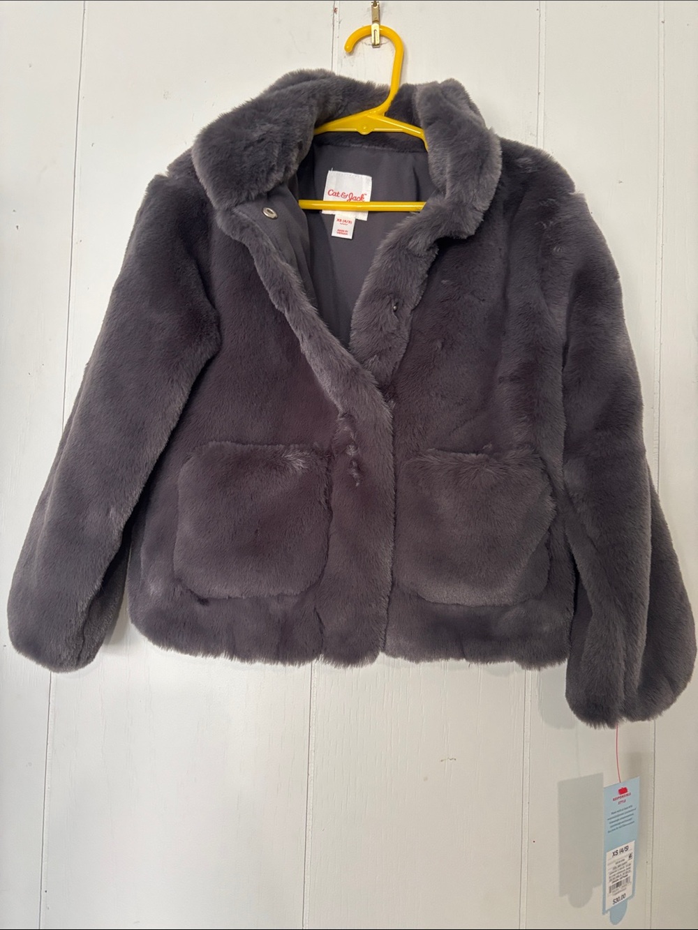 Cat & Jack Charcoal Gray Faux Fur Coat
